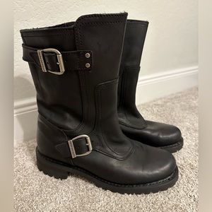 Harley Davidson Black Leather Biker Boots - Women’s, Size 9, Style 84167